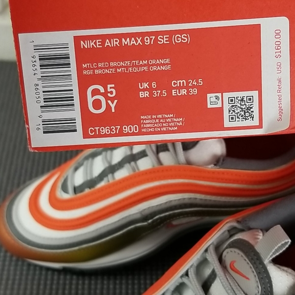 💥SOLD💥Nike Air Max 97 Metallic Red Bronze 6.5Y - Picture 10 of 10